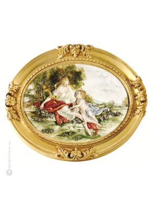 BUKOLISCHE SZENE Bild Basrelief Flachrelief Porzellan Capodimonte Handgemacht Made in Italy