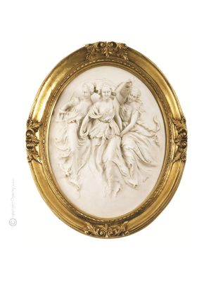 DIE DREI GRAFTEN Bild Basrelief Flachrelief Porzellan Capodimonte Handgemacht Made in Italy