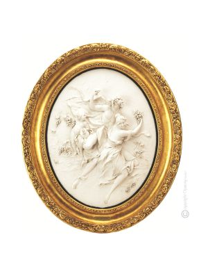 BACCHUS UND ARIANNA Bild Basrelief Flachrelief Porzellan Capodimonte Handgemacht Made in Italy