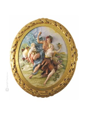 BACCHUS UND ARIANNA Bild Basrelief Flachrelief Porzellan Capodimonte Handgemacht Made in Italy