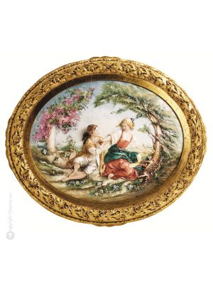 PASTORALE SZENE Bild Basrelief Flachrelief Porzellan Capodimonte Made in Italy