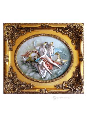 TOILETTE DER VENUS Bild Basrelief Flachrelief Porzellan Capodimonte Made in Italy