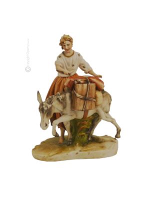 HIRTE MIT ESEL Capodimonte Porzellan Figur handbemalt Italienisches Design hochwertig 