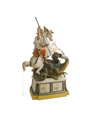 HEILIGER GEORG UND DRACHE 840 Capodimonte Porzellan Figur handbemalt Wohnkultur hochwertig