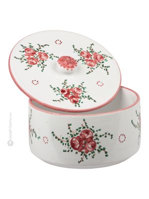 BISCOTTIERA ROSELLINE Keksdose mit Deckel Castelli Keramik handgemacht authentisch Abruzzen Made in Italy
