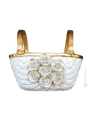 KORB Exklusives Ornament aus Keramik im Barockstil mit Details aus 24 Karat Gold Made in Italy
