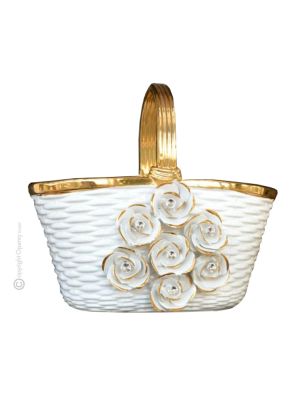 KORB Exklusives Ornament aus Keramik im Barockstil mit Details aus 24 Karat Gold Made in Italy