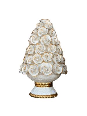 BLUMEN Exklusives Ornament aus Keramik im Barockstil mit Details aus 24 Karat Gold Made in Italy