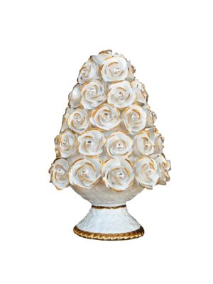 BLUMEN Exklusives Ornament aus Keramik im Barockstil mit Details aus 24 Karat Gold Made in Italy