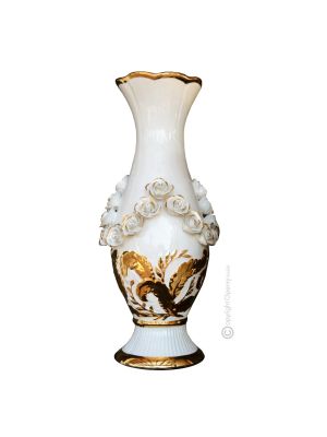 GAIEZZA Italienische Keramik Vase handgemacht 24k Goldfarbe Swarovski-Kristalle Barockstil