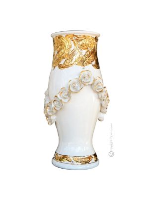 GIUBILO Italienische Keramik Vase handgemacht 24k Goldfarbe Swarovski-Kristalle Barockstil