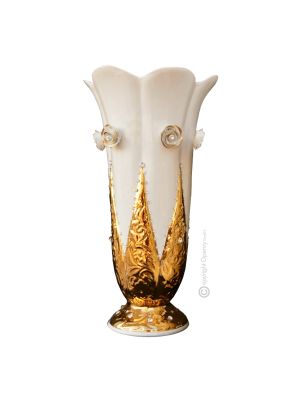 VISIBILLIO Italienische Keramik Vase handgemacht 24k Goldfarbe Swarovski-Kristalle