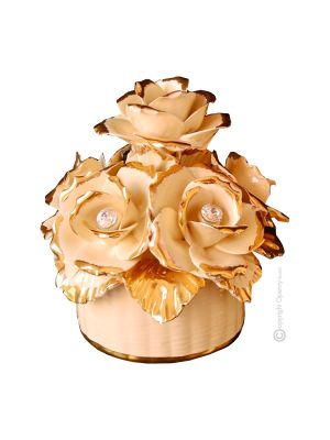 BLUMEN Exklusives Ornament aus Keramik im Barockstil mit Details aus 24 Karat Gold Made in Italy