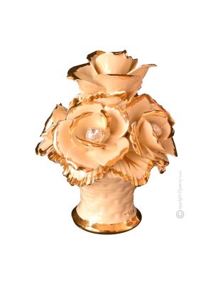 BLUMEN Exklusives Ornament aus Keramik im Barockstil mit Details aus 24 Karat Gold Made in Italy