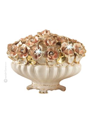 ROSEN Exklusives Ornament aus Keramik im Barockstil mit Details aus 24 Karat Gold Made in Italy