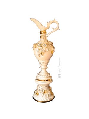 AURORA Italienische Keramik Vase handgemacht 24k Goldfarbe Swarovski-Kristalle Barockstil