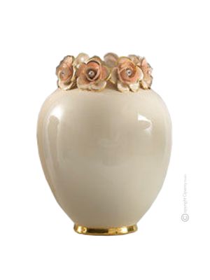 MELONE Italienische Keramik Vase handgemacht 24k Goldfarbe Swarovski-Kristalle Barockstil