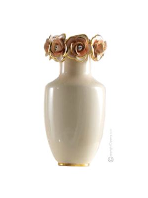 VIERO Italienische Keramik Vase handgemacht 24k Goldfarbe Swarovski-Kristalle Barockstil