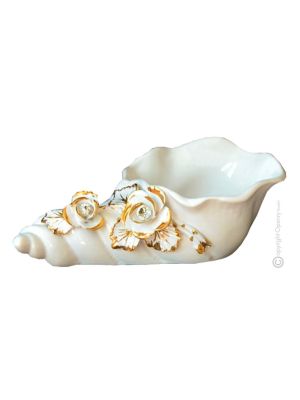 HÜLSE Exklusives Ornament aus Keramik im Barockstil mit Details aus 24 Karat Gold Made in Italy