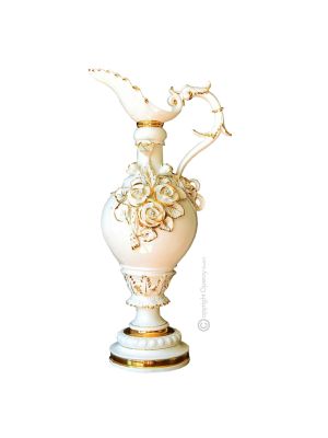 SPLENDIDA Italienische Keramik Vase handgemacht 24k Goldfarbe Swarovski-Kristalle Barockstil