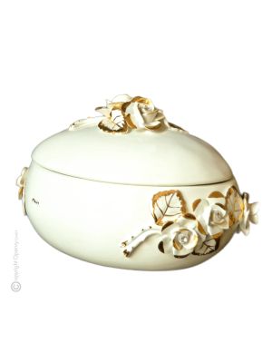 KASTEN Exklusives Ornament aus Keramik im Barockstil mit Details aus 24 Karat Gold Made in Italy