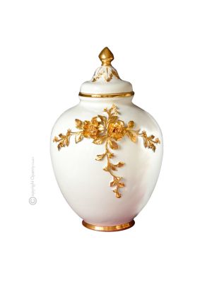 AVVENENTE Italienische Keramik Vase handgemacht 24k Goldfarbe Barockstil handbemalt