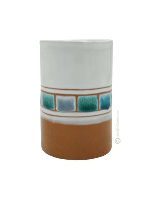 TERRA ROSSA Italienische Keramik Vase handgemacht Mosaikdekoration  handbemalt