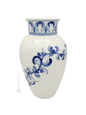 SPIRALE Italienische Keramik Vase handgemacht Blumenmotiv handbemalt
