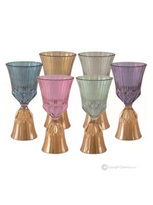 Set aus 6 authentischen handbemalten Wassergläsern mit Stiel aus hochwertigem Glas.