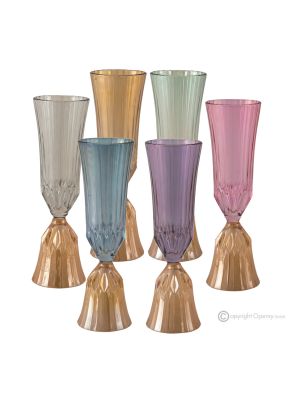 Set mit 6 authentischen handbemalten Flötengläsern aus hochwertigem Glas.