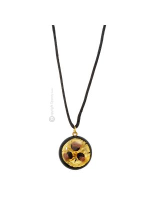 MILLEFIORI Muranoglas Schmuck Kette Damen mundgeblasene Glasperlen 24k Goldblatt Aventurin Pendant