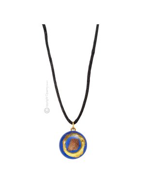 MILLEFIORI Murano Glas Kette Damen mundgeblasene Glasperlen elegant 24k Goldblatt Aventurin Pendant