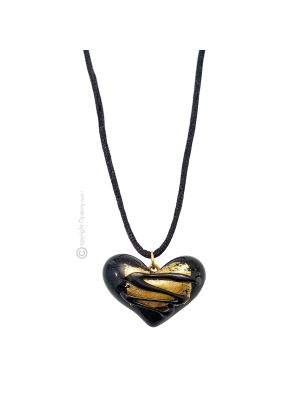 CUORE Muranoglas Kette Damen mundgeblasene Glasperlen exklusiv 24k Goldblatt Pendant Venedig Stil