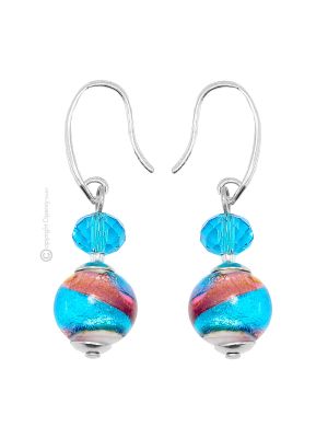 AURORA Murano Glas Ohrringe Damen Luxus Schmuck Muranoglas Silver 925 exklusiv Venedig Stil