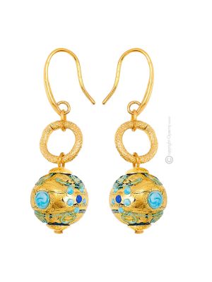 FIORATO ORO 8 Murano Glas Ohrringe Damen Luxus Schmuck mundgeblasene Glasperlen 24k Goldblatt