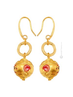 FIORATO ORO 9 Muranoglas Ohrringe Damen Luxus Schmuck mundgeblasene Glasperlen 24k Goldblatt