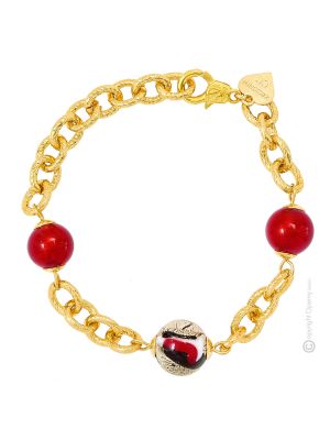 FUNNY 3 Muranoglas Schmuck Armband Damen Luxusschmuck 24k Goldblatt mundgeblasene Glasperlen