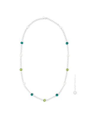 DENISE Muranoglas Schmuck Kette Damen mundgeblasene Glasperlen 925 Silberblatt Perlenkette