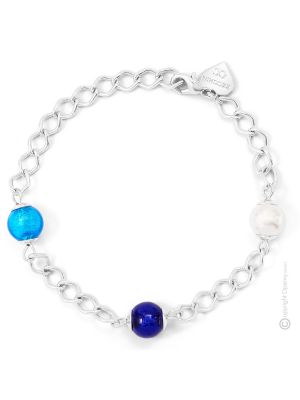 DENISE 4 Murano Glas Armband Damen Luxus Schmuck 925 Silberblatt modern hochwertig Modeschmuck