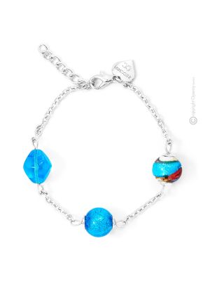 AURORA 4 Luxus Armband Damen Murano Glas 925 Silberblatt Venedig Stil Italienisches Design