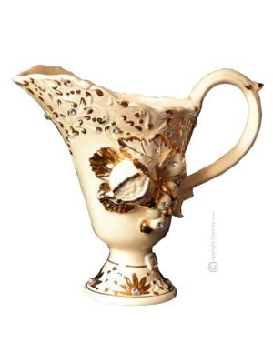 AGGRAZIATO Italienische Keramik Vase handgemacht 24k Goldfarbe Swarovski-Kristalle Barockstil
