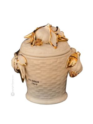 KERAMIKBEHÄLTER MIT DECKEL Exklusives Ornament aus Keramik Barockstil mit 24k Goldfarbe