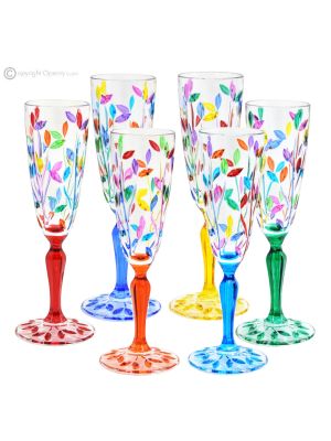 Set mit 6 authentischen handbemalten Flötengläsern aus hochwertigem Glas.