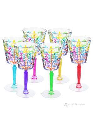 Set mit 6 authentischen handbemalten Stielgläsern aus hochwertigem Glas.