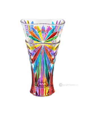 Authentische, moderne, dekorative, handbemalte Vase aus hochwertigem Glas.