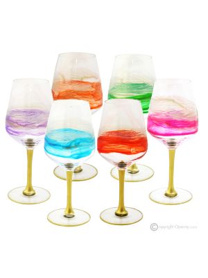 Set mit 6 authentischen handbemalten Stielgläsern aus hochwertigem Glas.