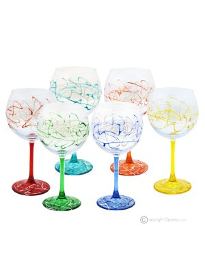 Set mit 6 authentischen handbemalten Stielgläsern aus hochwertigem Glas.