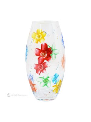 Authentische, moderne, dekorative, handbemalte Vase aus hochwertigem Glas.