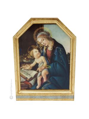 MADONNE religiöse Ikone Holzikone Goldblatt bedruckt Madonna Botticelli