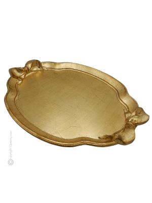 VASSOIO OVALE Tablett Holztablett mit Goldblatt handbemalt  Florenz authentisch Made in Italy